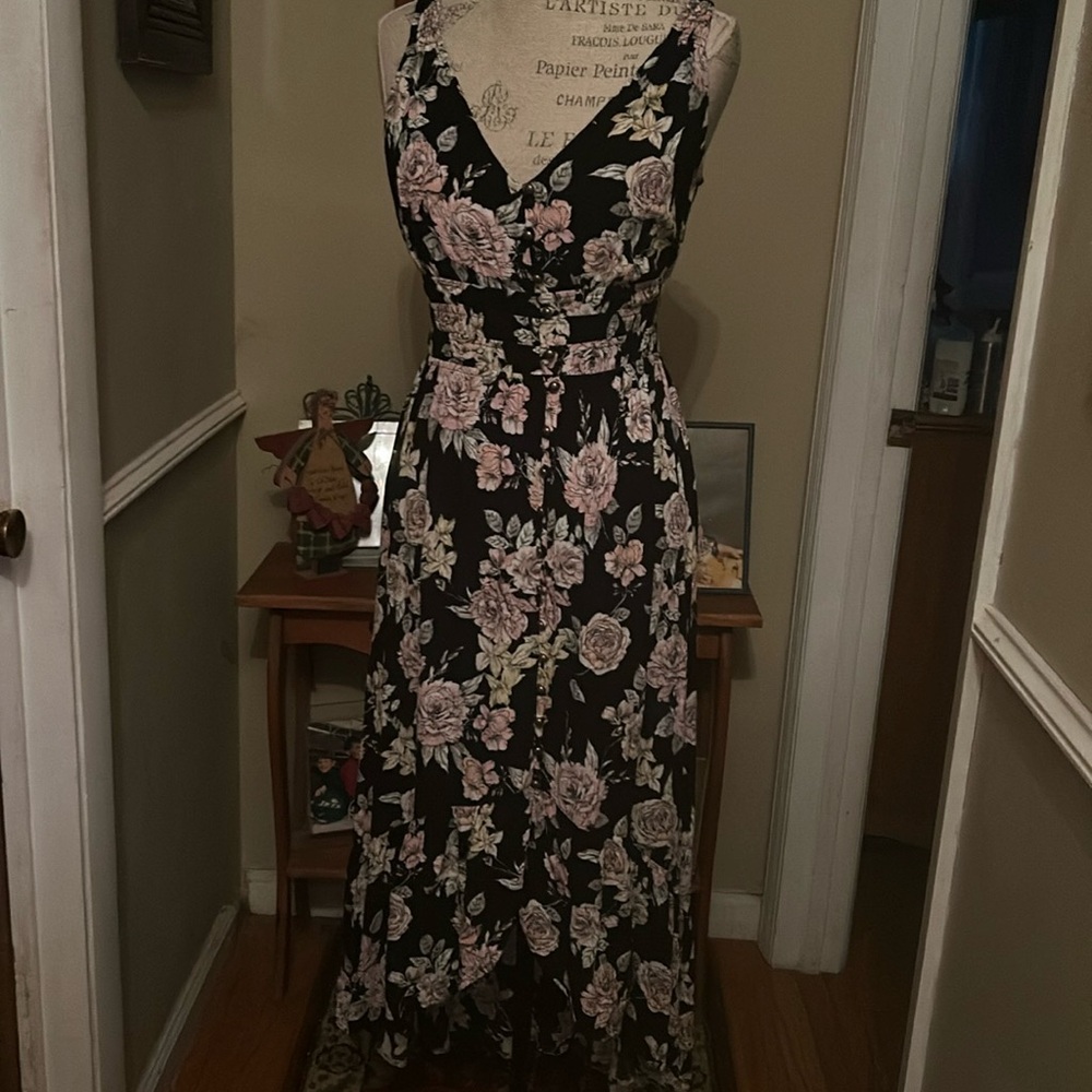 Rewind XS Multi color long sleeveless high low dress